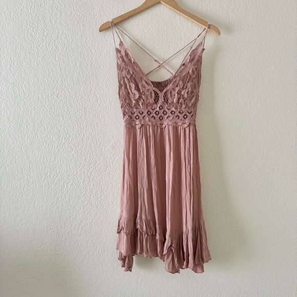 Free People FP One "Adella" Slip Mini Dress Crochet Tiered Ballet - Picture 6 of 10